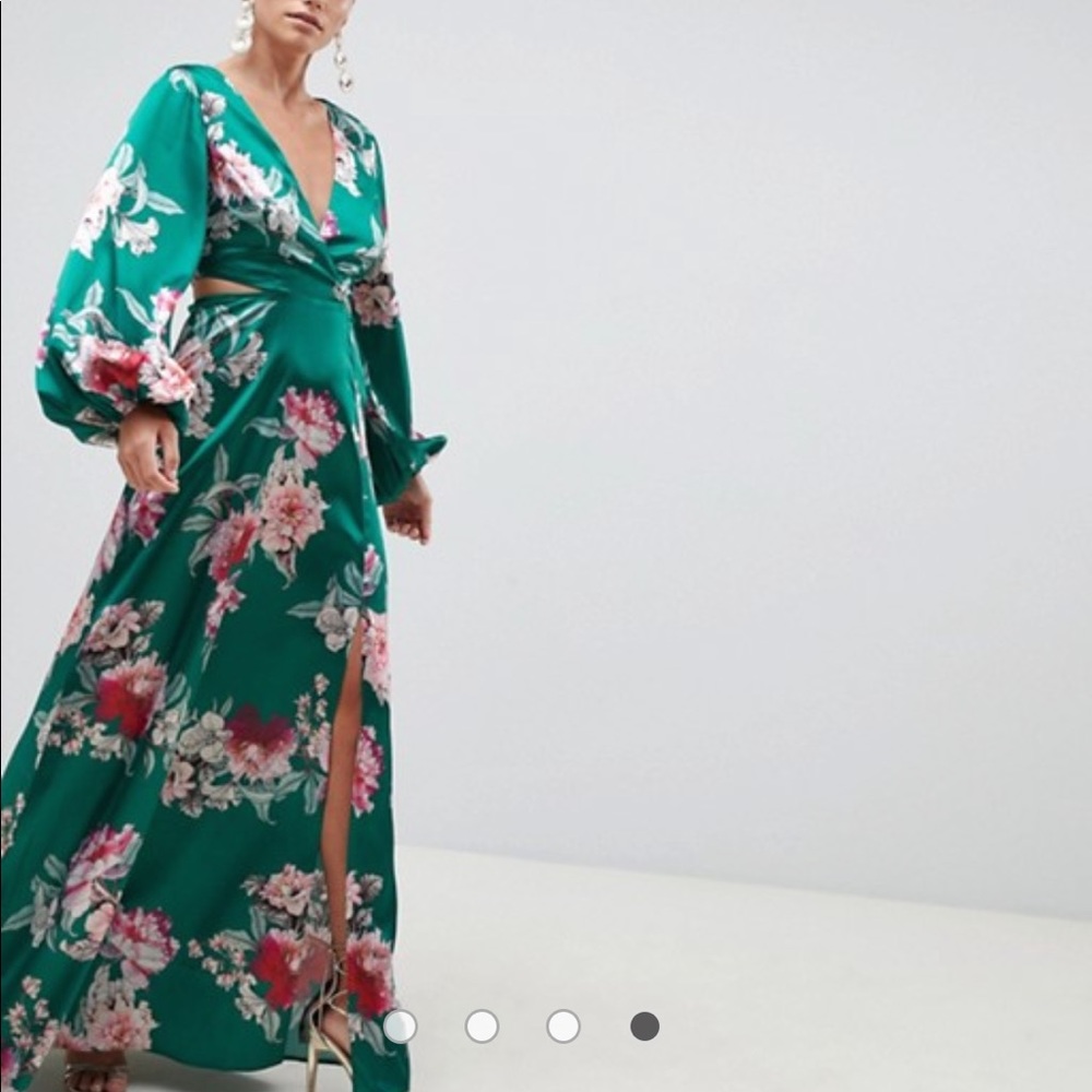 ASOS green floral cutout maxi dress